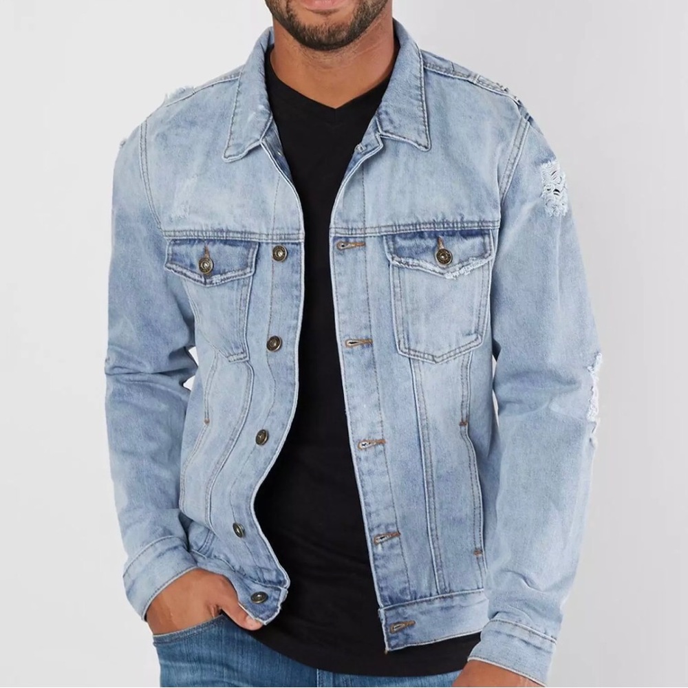 Brooklyn Cloth Distressed Jean Jacket Men’s Size L Light Wash